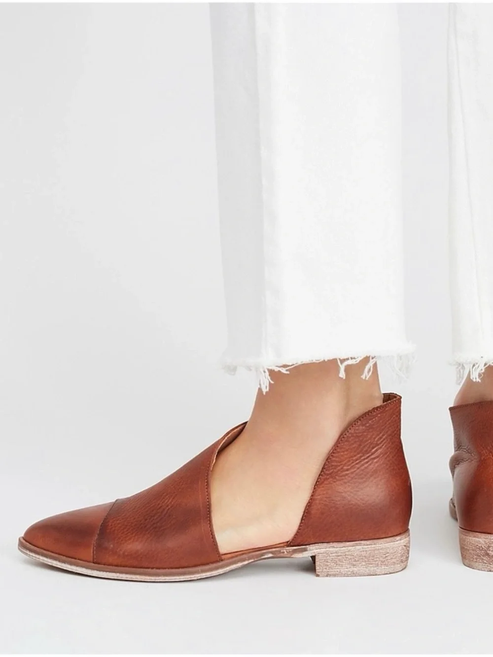 Free People Brown Leather D'Orsay Flats